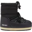 Moon Boot EVX Light Nylon i sort quiltet nylon med lys sål, set fra siden